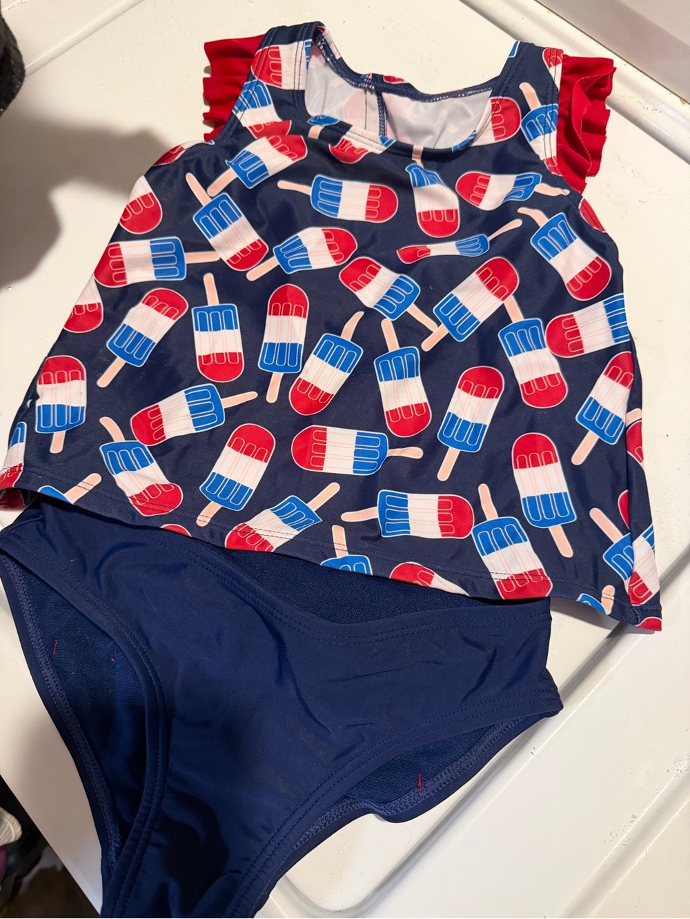 Kids Navy Red & Blue Popsicle Tankini Swim Set